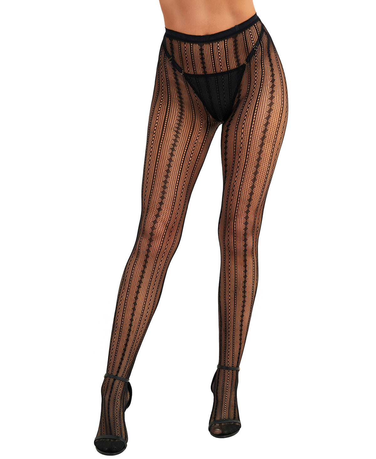 RSLove vintage vertical striped fishnet lace tights