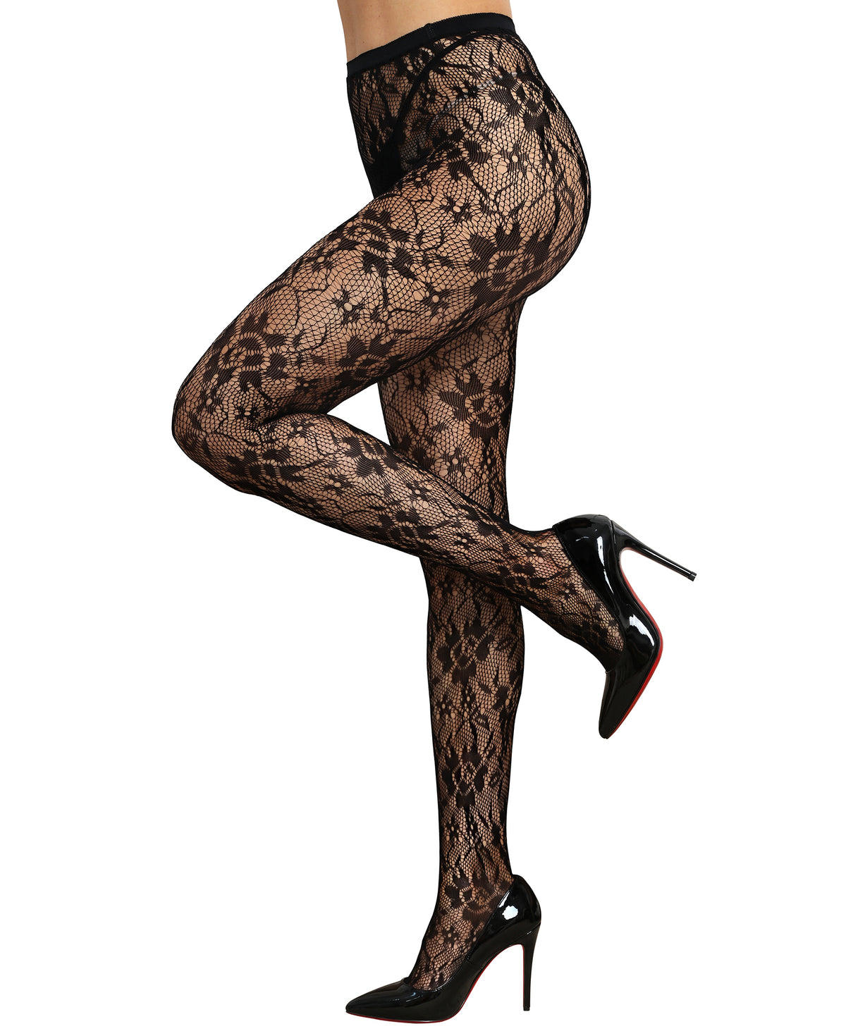 RSLove black floral lace patterned tights